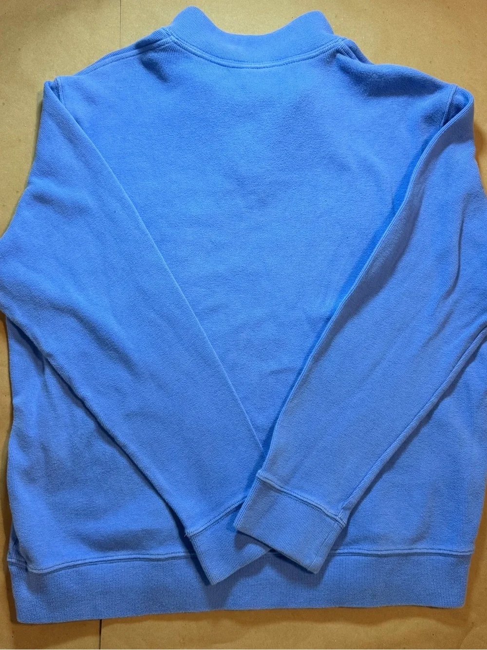 Lands' End Men's Periwinkle Blue Quarter-Zip Sweater with Navy Collar - Picture 3 of 6